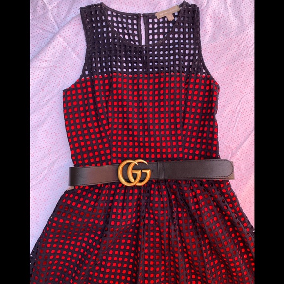 Banana Republic Navy Blue/Red Geo Eyelet Lace sleeveless Short Peplum Dress - Picture 4 of 13